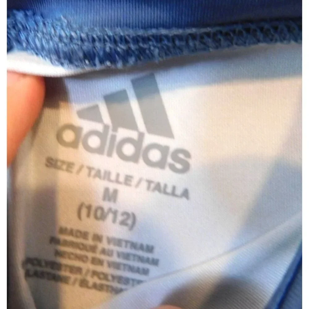 Adidas Girls M 10 12 Ombre Blue Pink Athletic Leggings Tights Medium Cropped